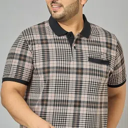 Men Checkered Polo Neck Cotton Blend Multicolor T-Shirt-image-66