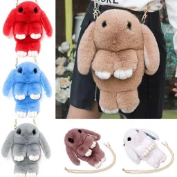 Multicolor Women Sling Bag - Medium Women Cute Cartoon Rabbit Sling Bag Fluffy Bunny Shoulder Crossbody Bag Sling Bag for Girls/Shoulder Handbag/Crossbody Sling Bag/Purse for Girls-image-40