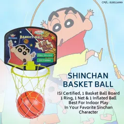 asian Combo-Shinchan Basketball With Net And Helicopter Multicolor image 2