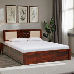 woodsworth from pepperfry Woodway Sheesham Wood King Size Bed In Honey Oak Finish With Box Storage-picture-10