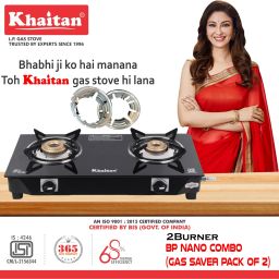 2 Burner Nano Black Toughened Glass Gas Stove + 1 Hindflame Gas Saver Pack of 2 Glass Manual Gas Stove-image-94