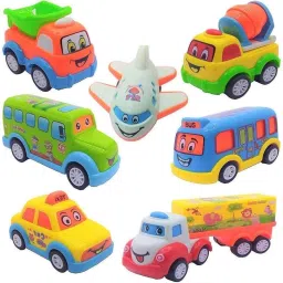 Mini Fun Autos 7 pcs Unbreakable Pull Back Vehicles Push and go multicolor-image-43