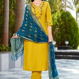 Embroidered Kurta, Trouser/Pant & Dupatta Set-picture-20