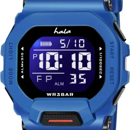 Multi Function Working Premium Quality LED Luminous Light For Mens & Boys Digital Watch - For Men HL-1035-Blue Shockproof Silicone Strap Hybrid Square Dial Sports Chronograph-0