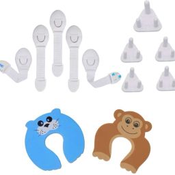 Baby Proofing kit combo of 12 5 child lock 2 door guards 5 socket guards-picture-14