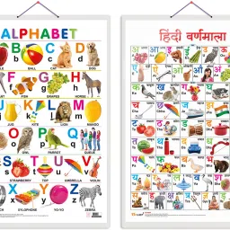 Set of 2 Alphabet and Hindi Varnamala Early Learning Educational Charts for Kids | 20"X30" inch |Non-Tearable and Waterproof | Double Sided Laminated | Perfect for Homeschooling, Kindergarten and Nursery Students Paper Print-25