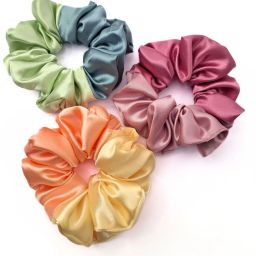 Set of 3 dual tone satin scrunchies for women & girls, DUO-D Rubber Band-image-92