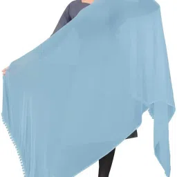 Chiffon Solid Light Blue Women Dupatta-image-95
