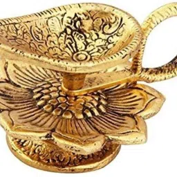 OXIDIZED GOLDEN CHIRAG DIYA FOR POOJA AT HOME TEMPLE AND OFFICE SIZE ( 3X4 INCH) Aluminium Table Diya-image-54