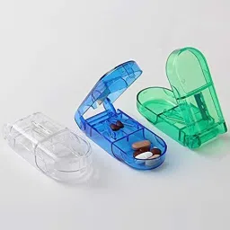 transparent Medicine Pill Case Tablet Cutter Splitter manual Divide Safe Storage Compartment Box Cuts Pills, Vitamins, Tablets-16