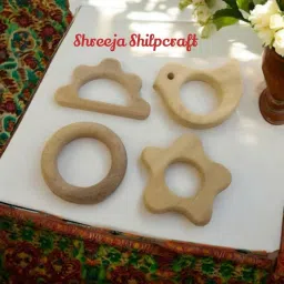 shreeja shilpcraft Made with Natural Neem Wood Combo pack of 4 shapes Teether image 2