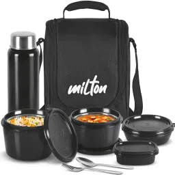 Pro Lunch Tiffin With Insulated Fabric Jacket, Black 1 Containers Lunch Box-image-46