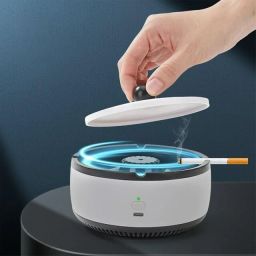 2-in-1 Air Purifier Smart Ashtray | Electronic Ashtray with Filter White Plastic Ashtray-image-5