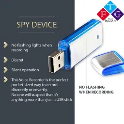 TFG SPY Pen Drive Shape USB Voice Audio Voice Recorder | USB Flash Rechargeable Light Does NOT Flashes While Recording | 8 to 10 Hours Recording When Fully Charged | SK-858 Spy Product 8 GB Voice Recorder image 5