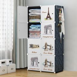 8-Door 8-Shelf Plastic kids Collapsible Cupboard PC Collapsible Wardrobe-image-66