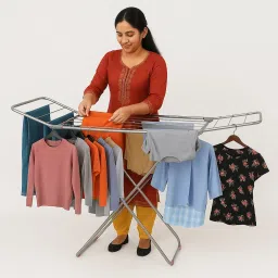 Steel Floor Cloth Dryer Stand Premium Stainless Steel Foldable Clothes Stand For Drying-image-33