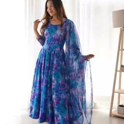 Women Georgette Ethnic Top Dupatta Set-image-79