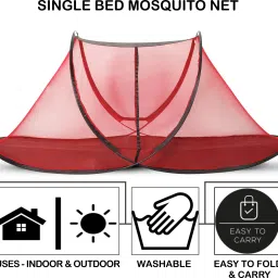 sasdan Polyester Adults Washable Foldable Mosquito Net - L,B,H (215 x 105 x 90 CM) with High-Quality Zip Mosquito Net image 5