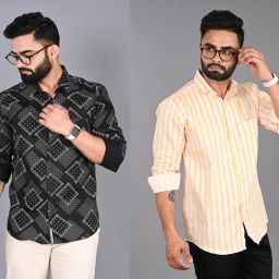 Men Slim Fit Printed Spread Collar Casual Shirt-image-40