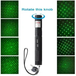 ALA 5 in 1 Effect Green Beam Laser Light Rechargeable Green Laser Pointer Original 303 Laser Pointer + Battery with Starry Lense, Battery,Charger & Safety Keys. (532 nm, GREEN) image 4