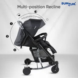 bumtum Baby Stroller/Pram For 0 to 3Yrs. Adjustable Backrest Reversible Handlebar Stroller image 3