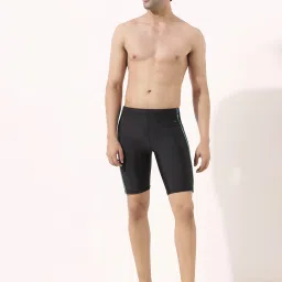 Nylon Swim Jammer Hydrodynamic Compression Shorts Solid Men Swim Bottom Black Swimsuit-98