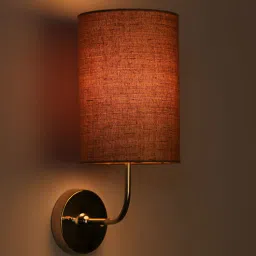 craftter Antique Stainless Steel Uplight Sconce Wall Light with Textured Light Brown Cotton Shade-picture-5