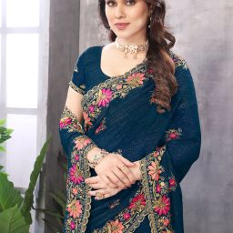 Unstitched Georgette Blouse Material Embroidered-image-24