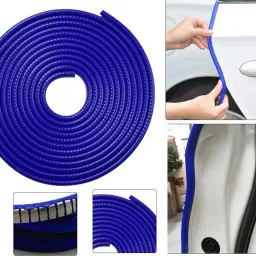 Flexible Car Door Edge Guard Protector U-Shape Rubber Sealing Strip Beading Trim Sound Insulation Soundproof Door Seal 5 Meter, Blue Colour Car Beading Roll For Door-25