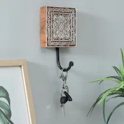 wooden home Mango Wood Hand Carved Design Decorative Key & Coat Wall Hook for Hanging-picture-10