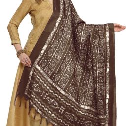 Cotton Silk Printed Brown Women Dupatta-image-25