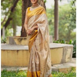 Printed Banarasi Silk Blend Saree-image-16