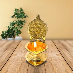 Brass Ashtalakshmi Diya | Akhand diya | Oil Lamp | Laxmi Diya for diwali Puja Brass Table Diya-image-7