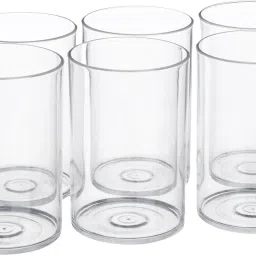 (Pack of 6) 6 Pcs Unbreakable Stylish Transparent Water Glass Set 300 Plastic Magic Glasses Glass Set Water/Juice Glass-image-53
