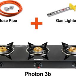 Photon 3Burner(Hose pipe + Lighter) Manual glass Glass Manual Gas Stove-image-66