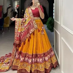 Floral Print Semi Stitched Lehenga Choli-image-92