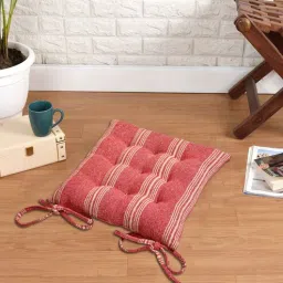 homzz Red Cotton 18x18 Inches Chair Pads (Pack of 2)-picture-8