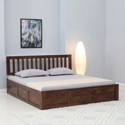 woodsworth from pepperfry Buren Sheesham Wood King Size Bed In Provincial Teak Finish With Box Storage-picture-0