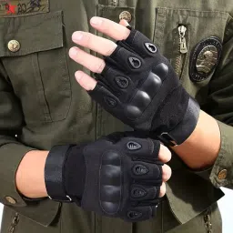 Half Finger Tactical Heavy Duty Assault Knuckle Protection Men's/Women's GearUp Riding Gloves-image-32