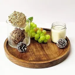 Round Wood Tray for Coffee Table, Wooden Serving Tray, Decorative Tray-22