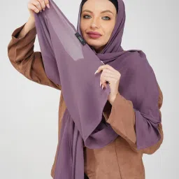 Solid Georgette Women Purple Scarf-image-79