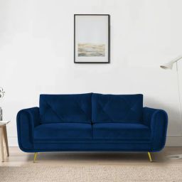 casacraft from pepperfry Atlantis Velvet 3 Seater Sofa in Royal Blue Colour-picture-32