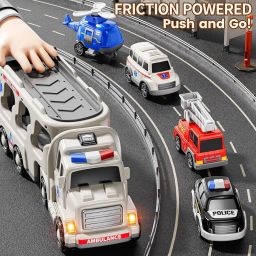 5-in-1 Friction-Powered Ambulances Vehicle Toy Truck for Kids-image-11