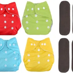 Baby Cloth Diapers and Inserts/washable & reusable Diapers (Pack of 4)Multicolor-23
