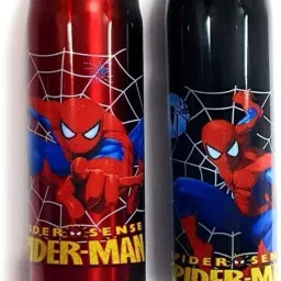 BPA-Free Cute Spiderman Black Printed Stainless Steel Insulated Sipper Water Bottle for Girls /Flask for Kids, School (500 ml, Random Design Pack of 1) 500 ml Water Bottle-88