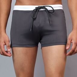 la intimo Arctic Swim Trunks with contrast waistband and pocket details Solid Men Swim Bottom Grey Swimsuit-picture-1