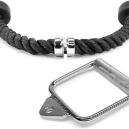 Tricep Rope & Single D-Handle | Gym Cable Attachment for Strength Training Lat Pulldown-1