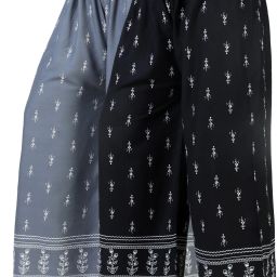 Pack of 2 Women Flared Grey, Black Viscose Rayon Trousers-image-74