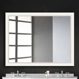 elegant arts and frames Synthetic Wood Rectangle Wall Mirror in White Colour-picture-4