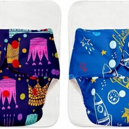 2 BASIC 100% Organic Cloth Diapers 2 with Quick Dry pads | 3m-3yrs - Assorted-4